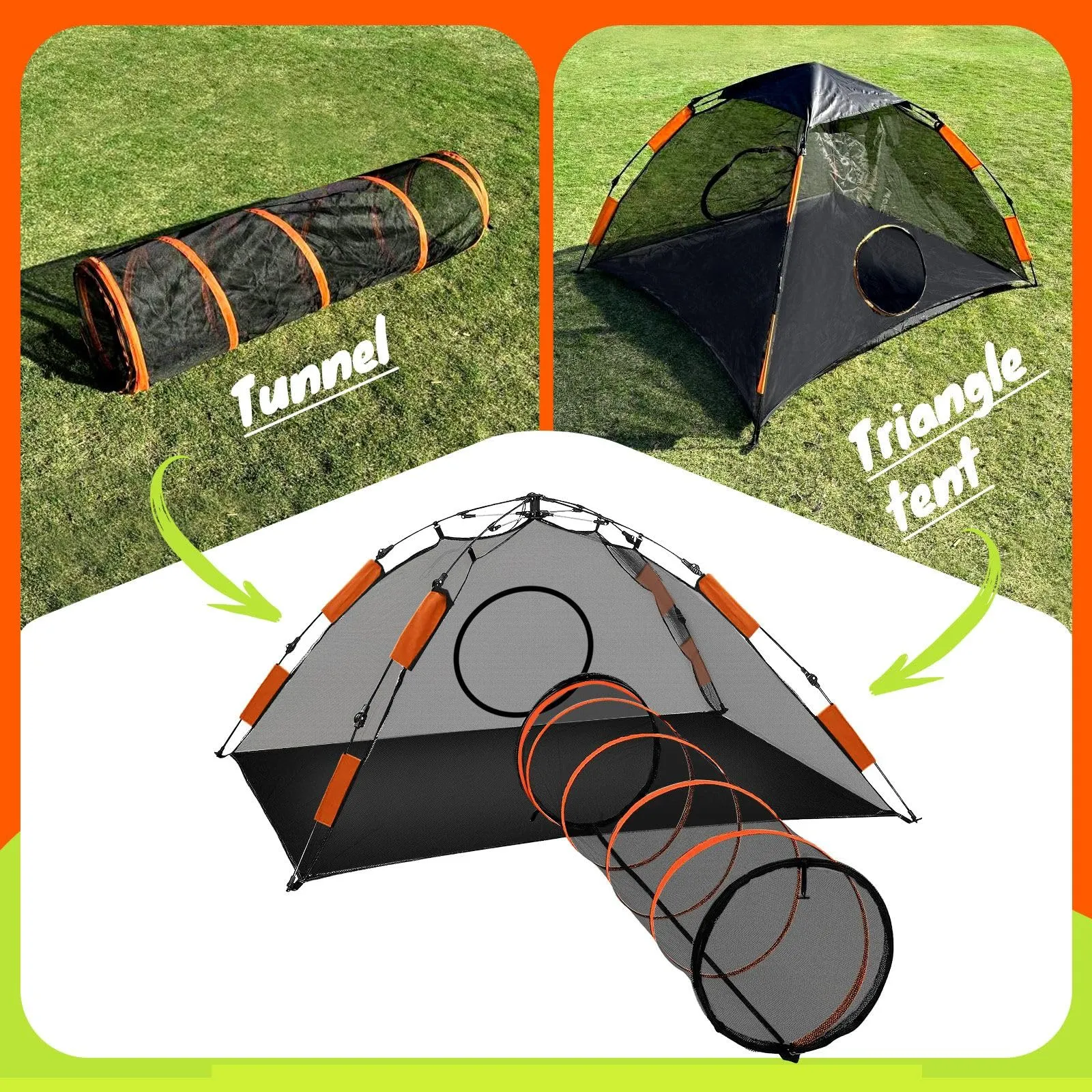 3 in 1 Cat Tent Tunnel Indoor/Outdoor Cat Enclosure Portable Dog Pet House Tower Puppy Playpen Cage Rabbit Ferret Pet Cat Gym Exercise