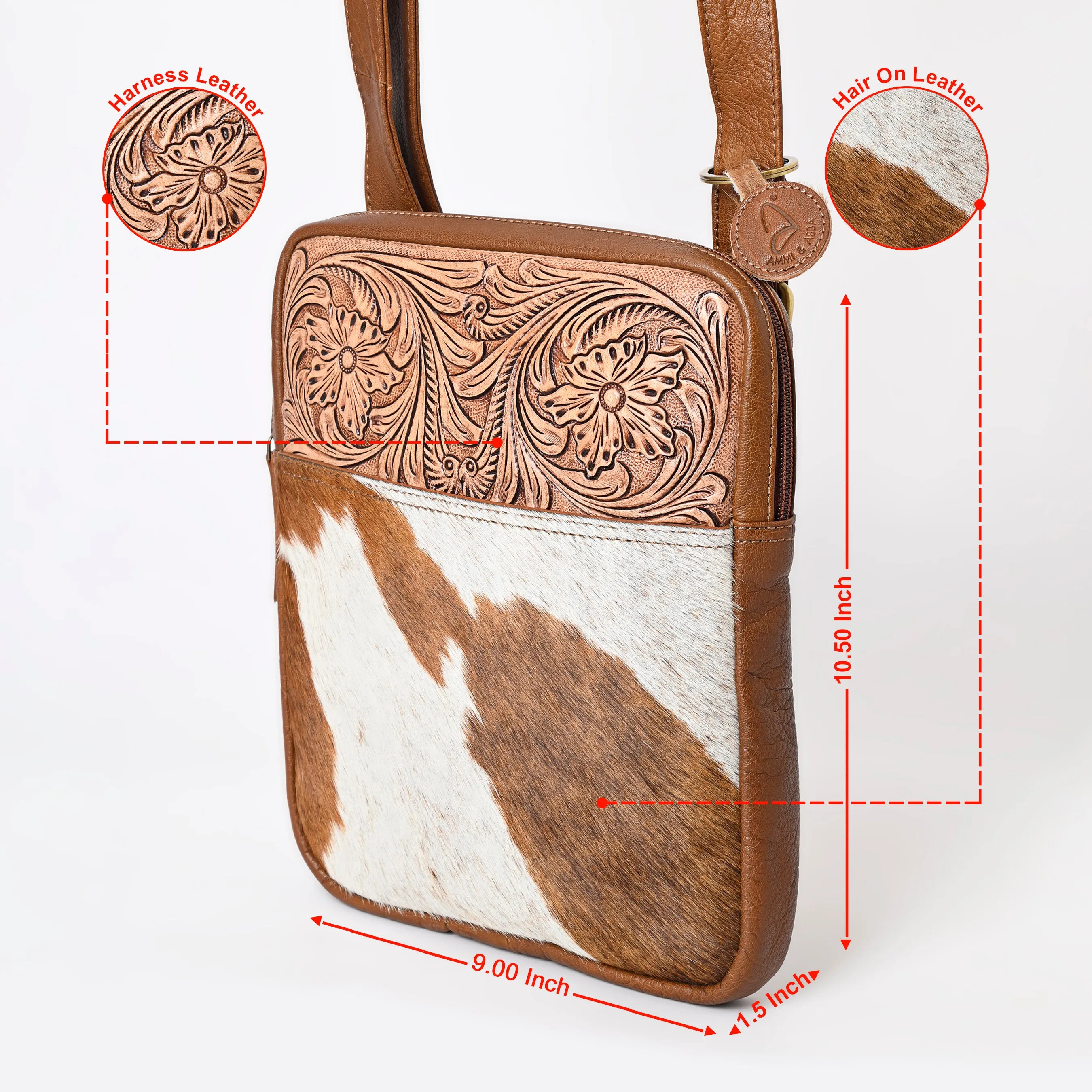 A&A-1102 Montana West 100% Genuine Hair On Cowhide Leather Crossbody