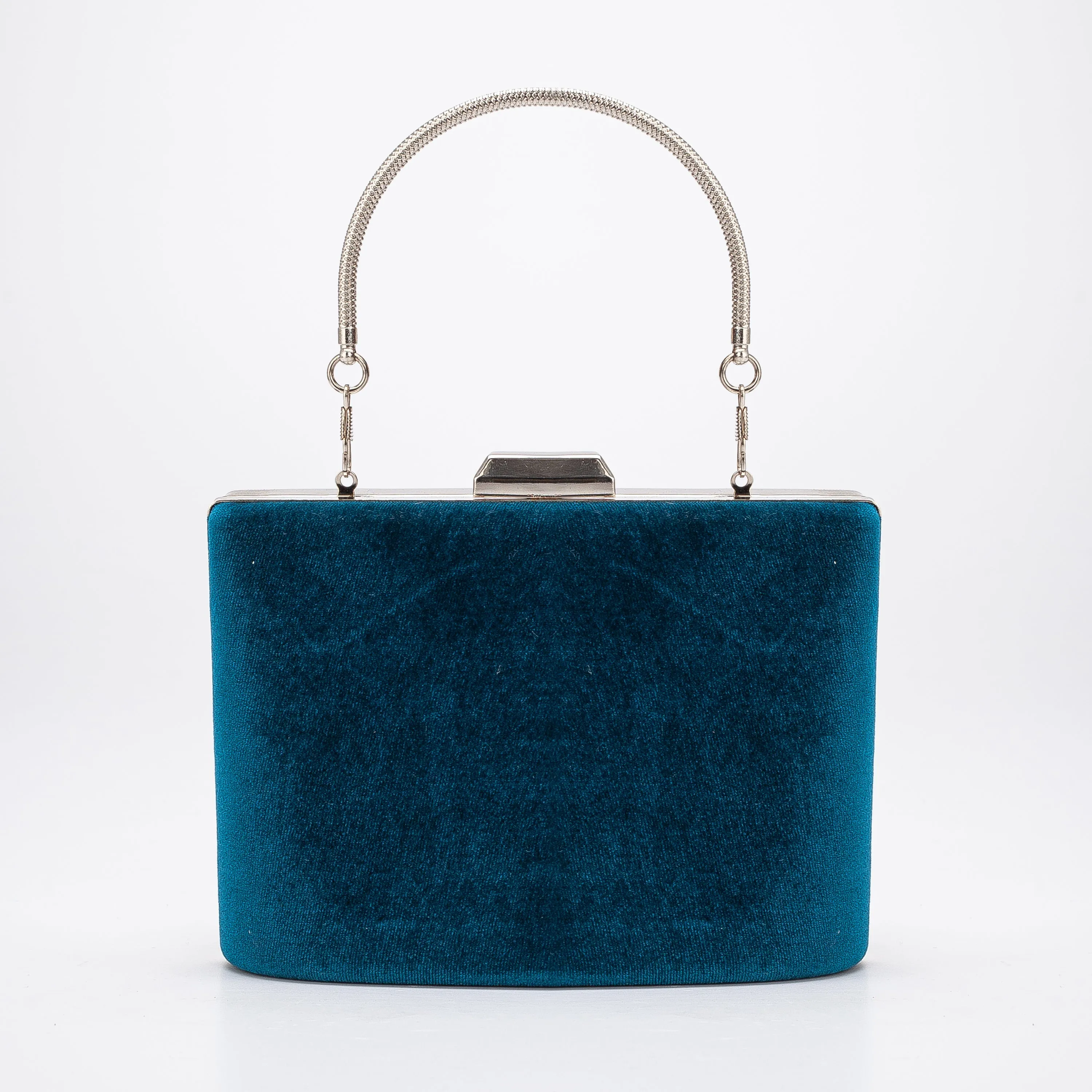 Alba - Teal Blue Velvet Clutch