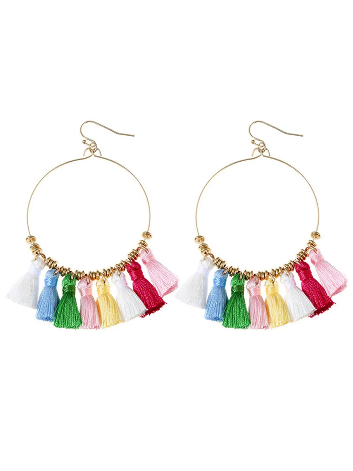 'Angelina' Boho Tassel Hoop Earrings (5 Colors)