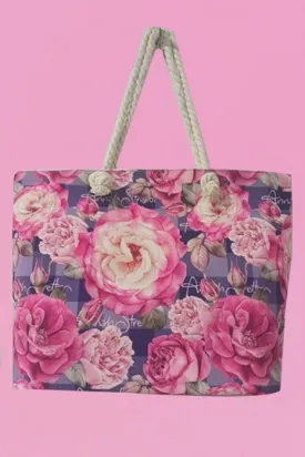 Annah Stretton Navy Peony Beach Bag