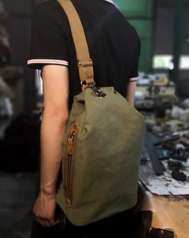 Army Green Canvas Mens Sling Bag Chest Bag One Shoulder Pack Sling Pack Bag For Men