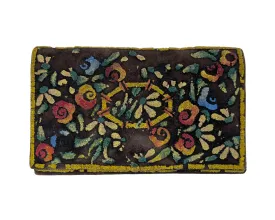 Art Deco 1920s Beaded Wallet Brown Suede Leather