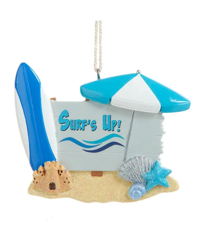 Beach Ornament with Surf Board & Beach Umbrella