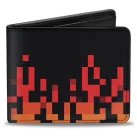 Bi-Fold Wallet - 8-Bit Pixel Flames Black Oranges Reds by Buckle-Down