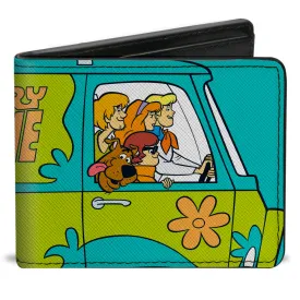 Bi-Fold Wallet - Scooby Doo Group Driving Mystery Machine Side Pose Blue by Buckle-Down