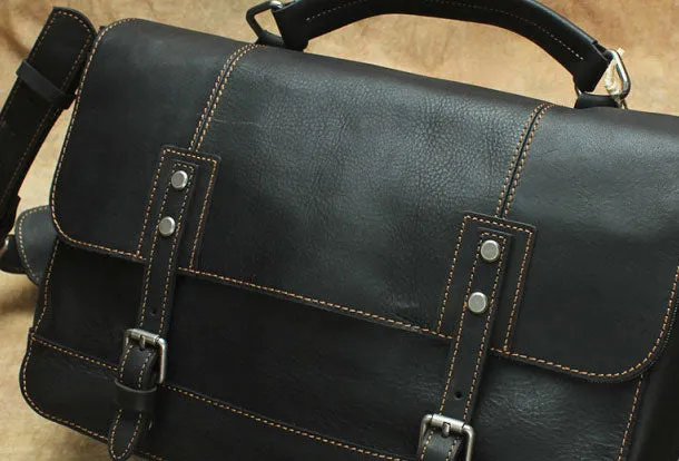 Black Cool Leather Messenger Bag Handbag Shoulder Bag For Men