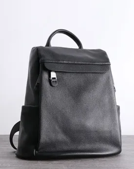 Black Leather Satchel Backpack Womens Cute School Backpack Purse Black Leather Travel Rucksack for Ladies