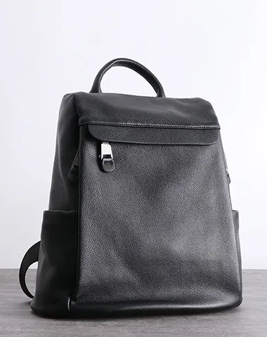 Black Leather Satchel Backpack Womens Cute School Backpack Purse Black Leather Travel Rucksack for Ladies