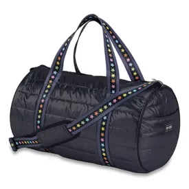 Black Metallic Puffer Duffel bag with Multi Star Strap