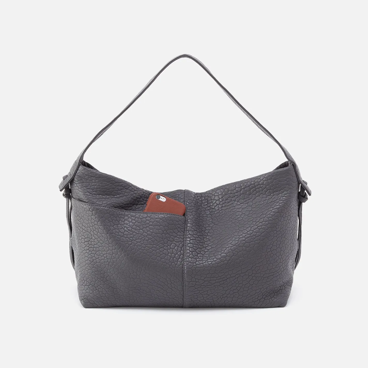 Bonita Hobo in Bubble Pebbled Leather - Grey