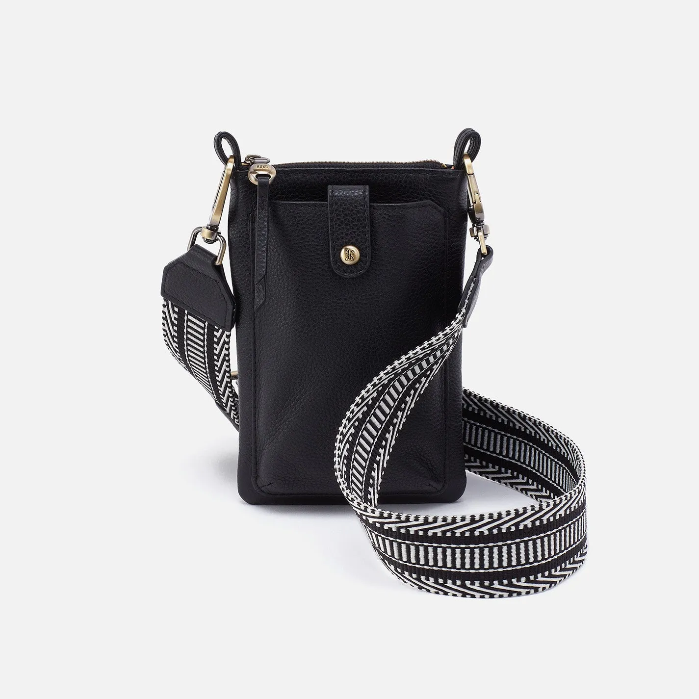 Cass Phone Crossbody In Pebbled Leather - Black