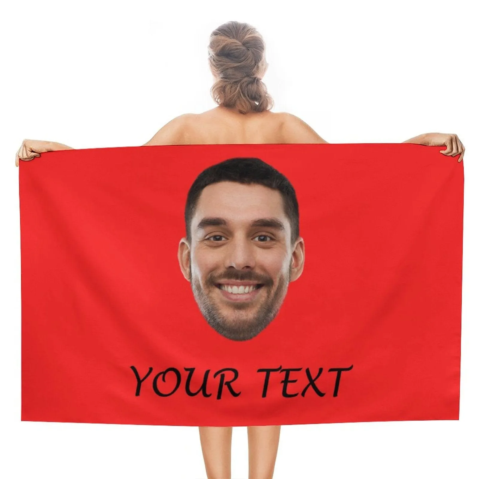 Custom Big Face & Text Beach Towel Quick-Dry, Sand-Free, Super Absorbent, Non-Fading, Beach&Bath Towel Beach Blanket Personalized Beach Towel Funny Selfie Gift