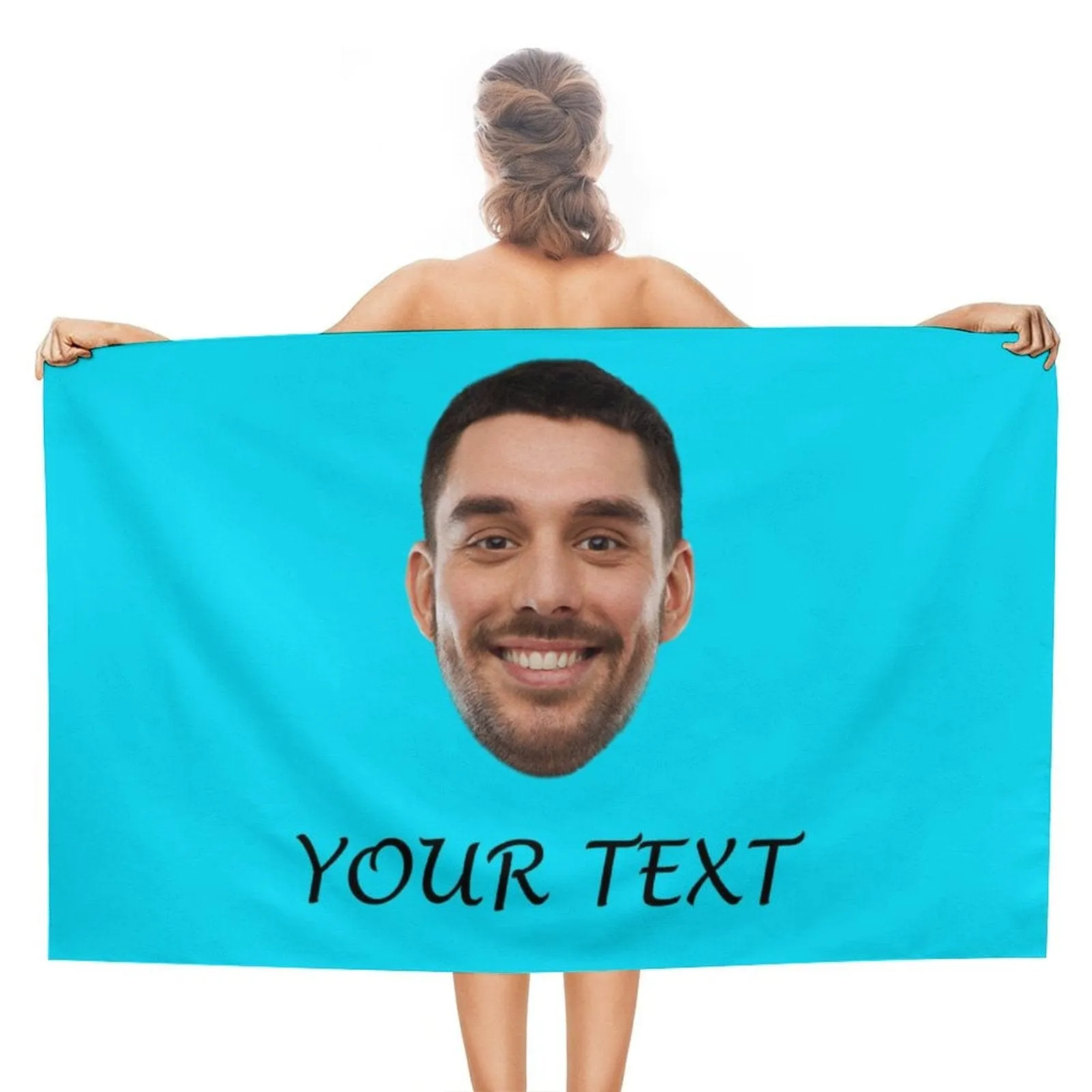 Custom Big Face & Text Beach Towel Quick-Dry, Sand-Free, Super Absorbent, Non-Fading, Beach&Bath Towel Beach Blanket Personalized Beach Towel Funny Selfie Gift