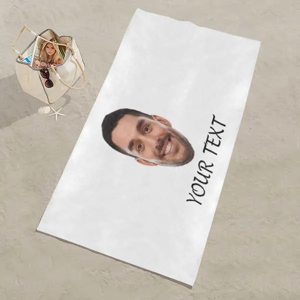 Custom Big Face & Text Beach Towel Quick-Dry, Sand-Free, Super Absorbent, Non-Fading, Beach&Bath Towel Beach Blanket Personalized Beach Towel Funny Selfie Gift