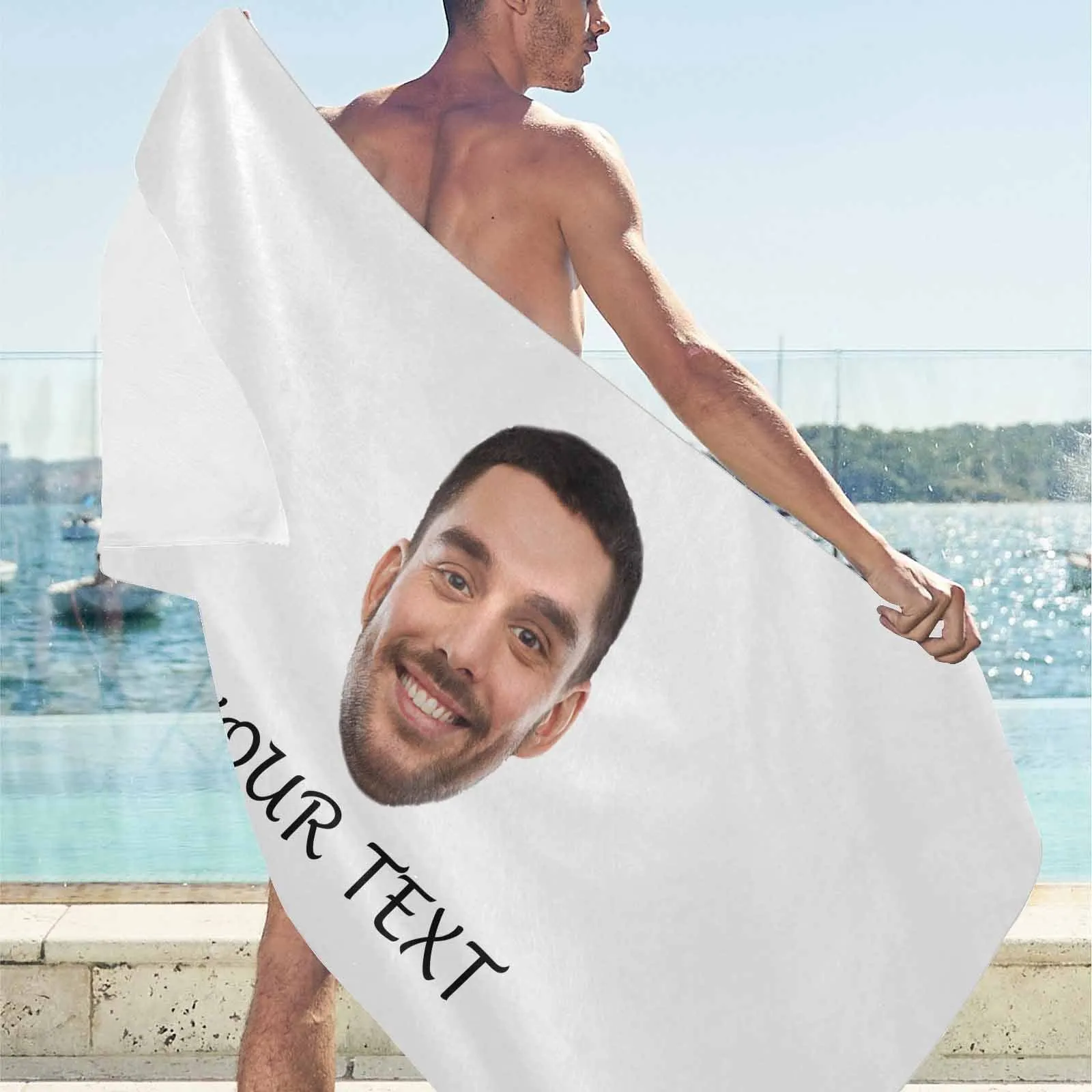 Custom Big Face & Text Beach Towel Quick-Dry, Sand-Free, Super Absorbent, Non-Fading, Beach&Bath Towel Beach Blanket Personalized Beach Towel Funny Selfie Gift