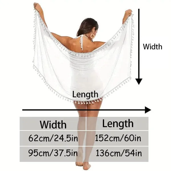 Custom Big Face Exotic Style Beach Wraps Chiffon Sarong Bikini Swimsuit Cover Ups Skirt Tassels