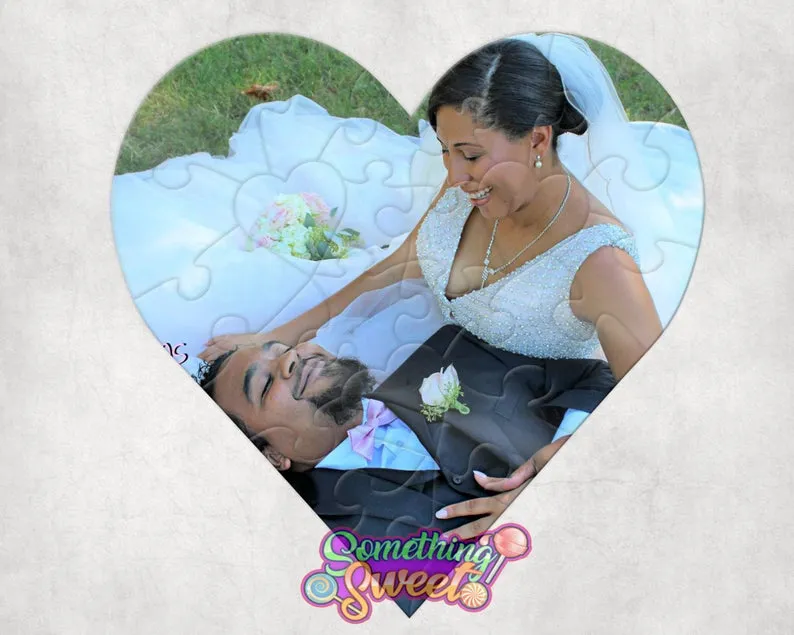 Custom Heart Photo Puzzle With FREE Matching Drawstring Gift Bag