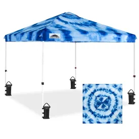 Eagle Peak SHADE GRAPHiX Easy Setup 10x10 Pop Up Canopy Tent with Digital Printed Tie Dye Top