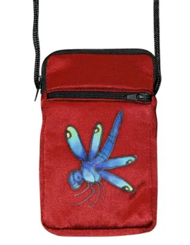 Hand-Painted Silk Cell Phone Mini-Purse - Dragonfly