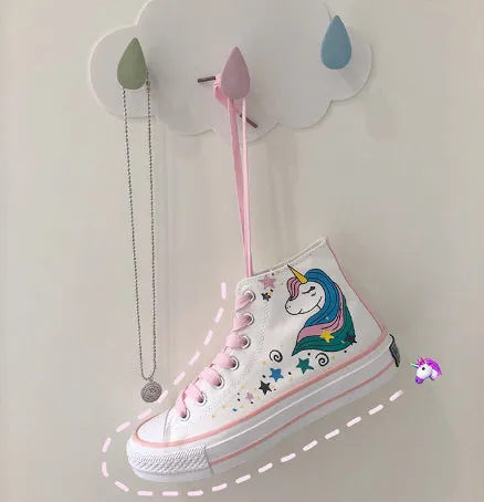 HARAJUKU CARTOON UNICORN PINK CANVAS SHOES BY81010