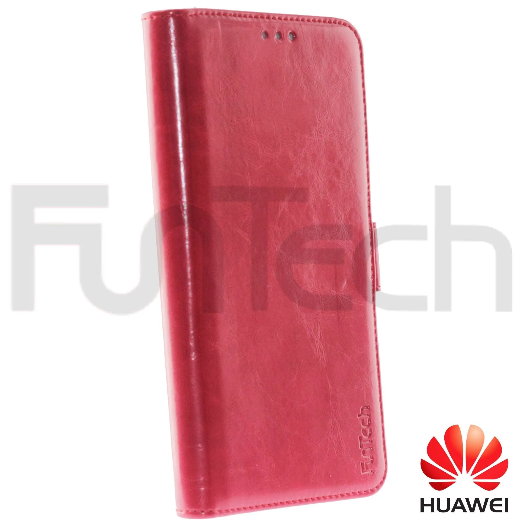 Huawei Mate 20 Pro, Leather Wallet Case, Color Red,