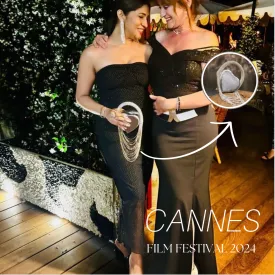 Iti Acharya carrying Modarta Heart Shaped Silver Clutch at Cannes