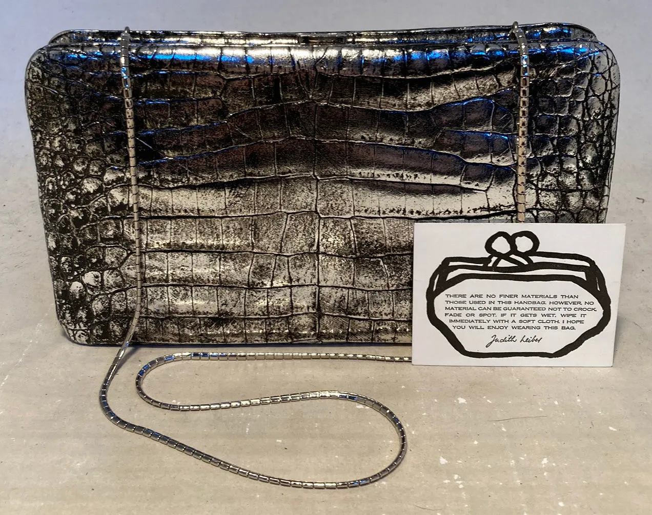 Judith Leiber Antiqued Silver Alligator Clutch