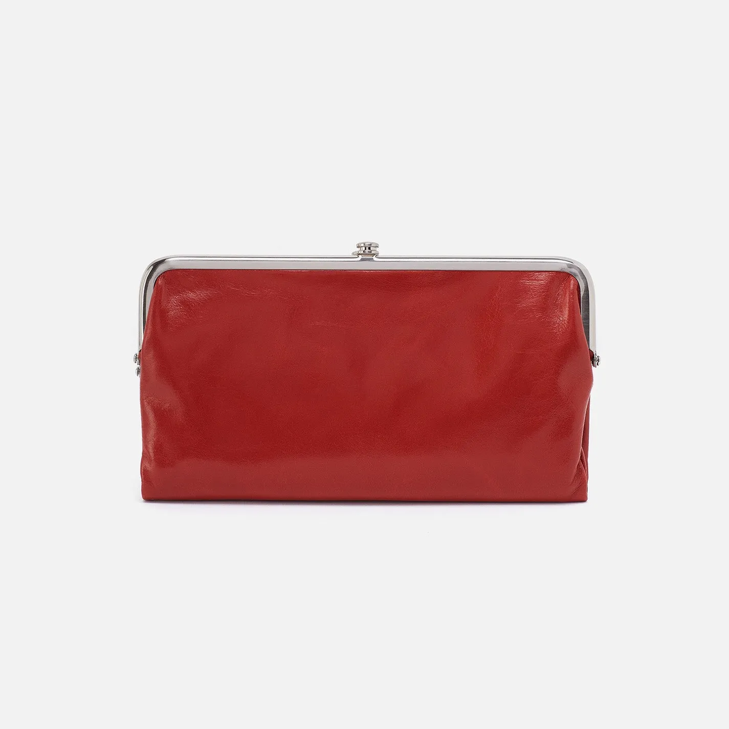 Lauren Clutch-Wallet In Polished Leather - Brick