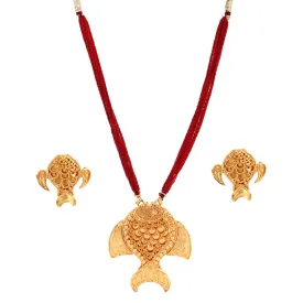 Matsya Pendant With Matching Earrings