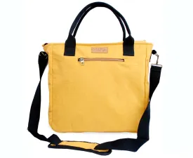 Mustard Canvas Crossbody Tote Bag