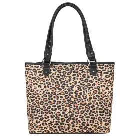 MW1227-8112 Montana West Leopard Print Canvas Tote Bag