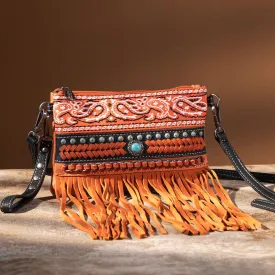 MW1237-181 Montana West Fringe Collection Clutch/Crossbody - Orange