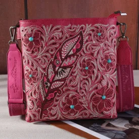 MW1244G-9360  Montana West Embroidered Floral Cut-out Collection Concealed Carry Crossbody