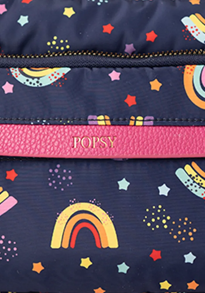 Navy Rainbow Print Cross Body Bag