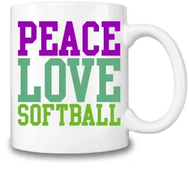 Peace Love And Softball Coffee Mug