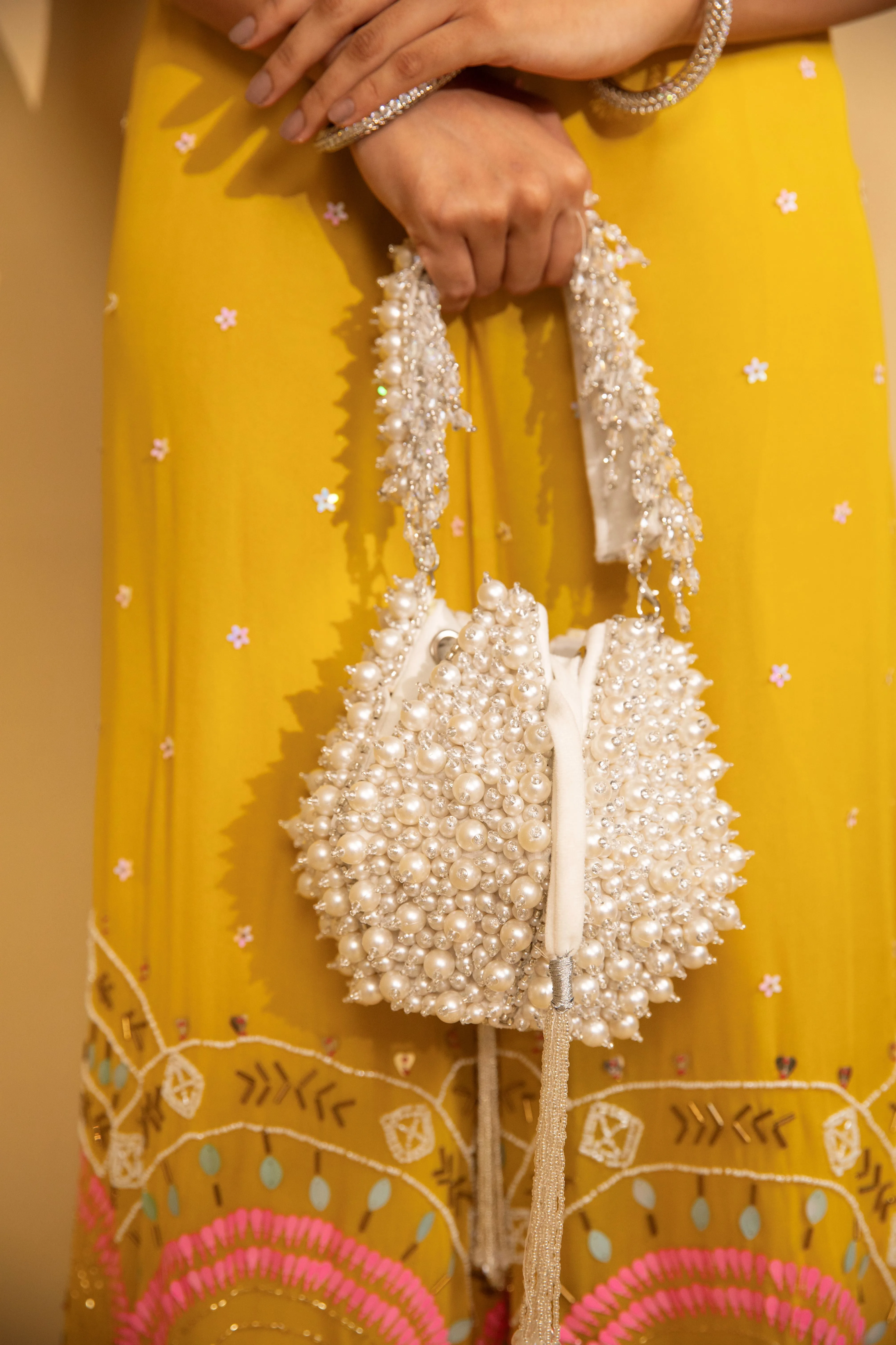 Pearl Potli Bag - Elegant Indian Wedding Clutch