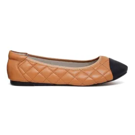 Piccadilly - Tan Quilted Leather Ballet Flats