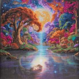 "Enchanted Lake" Crystal Art Canvas 30x30cm