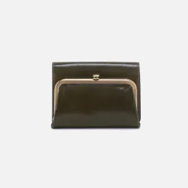 Robin Compact Wallet In Polished Leather - Deep Moss