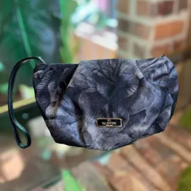 VALENTINO Zipper Top Silk Clutch Black Floral