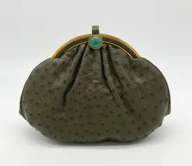 Vintage Judith Leiber Green Ostrich Clutch